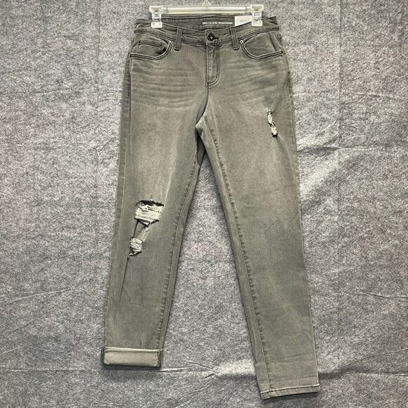 NWT INC International Concepts Denim Jeans Womens Gray Size 6/28 Ripped Straight - Picture 16 of 16